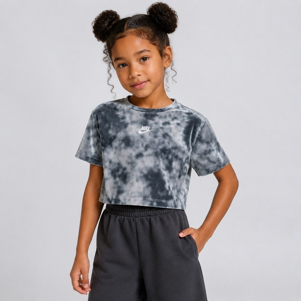 Nike Crop Top Girls 6x Grey Tie Dye Excellent Velour Short Sleeve Shirt
